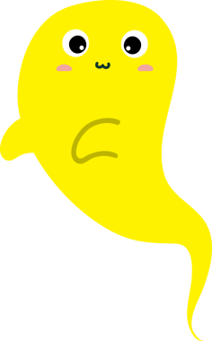 Beyaz arka planda sarı hayalet