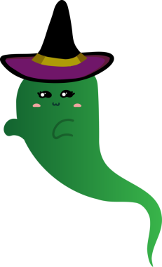 Tatlı çizgi film hayaleti. Arka planda izole edilmiş komik cadılar bayramı vektörü illüstrasyonu.