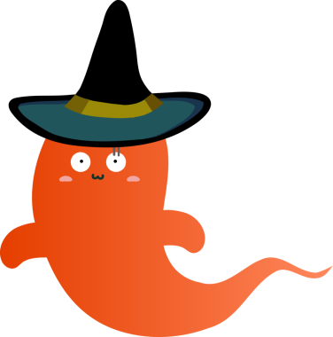 Komik turuncu ve siyah şapkalı sevimli çizgi film karakteri. vektör illüstrasyonu