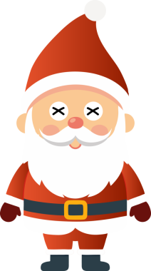 Noel Baba karakteri beyaz arka planda izole edilmiş. Vektör illüstrasyonu