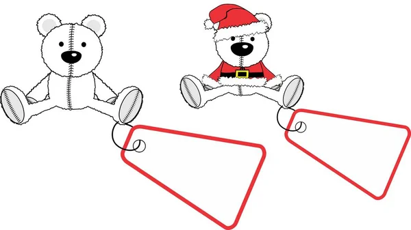 Χριστούγεννα Βελούδινη Πολική Αρκούδα Παιχνίδι Χαρακτήρα Καρτούν Giftcard Αυτοκόλλητο Εικονογράφηση — Διανυσματικό Αρχείο