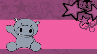 bebek hipopotam chibi çizim arkaplanı vektör biçiminde oturuyor