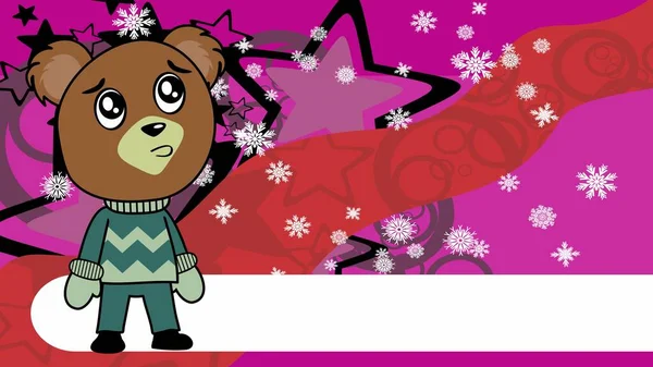 Teddybär Kind Xmas Cartoon Hintergrund Postal Vektorformat — Stockvektor