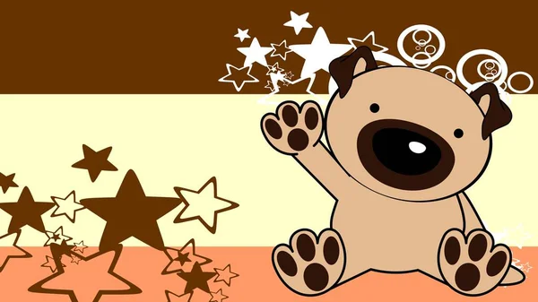 Zittende Baby Pug Hond Chibi Cartoon Illustratie Achtergrond Vector Formaat — Stockvector