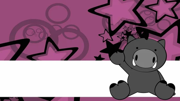 坐骑野猪Chibi卡通画背景矢量格式 — 图库矢量图片