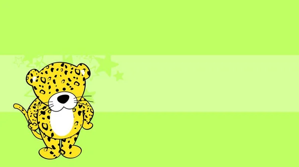 Standing Chibi Leopard Kid Cartoon Background Illustration Vector Format — Stock Vector