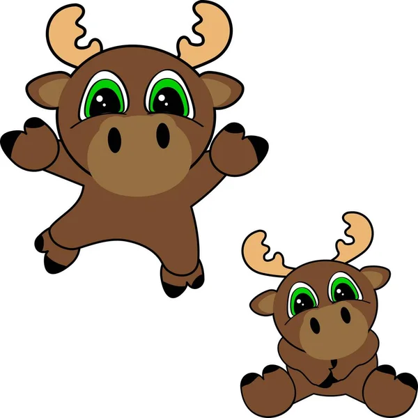 Cartoon Baby Moose Vector Format — Stock Vector