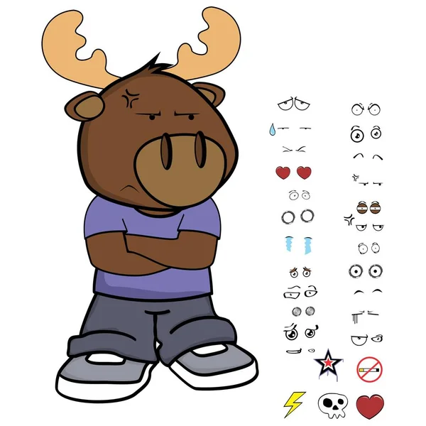 Grincheux Orignal Enfant Personnage Dessin Animé Expressions Mis Format Vectoriel — Image vectorielle