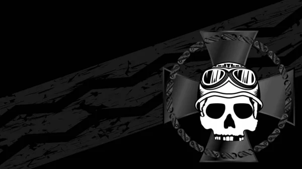 Biker Helmet Crest Insignia Tattoo Illustration Black Background Vector Format — Stock Vector