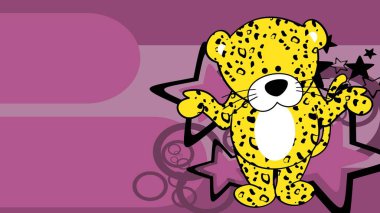 standig leopard chibi kid character cartoon background illustration in vector format