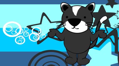 standig cat chibi kid character cartoon background illustration in vector format