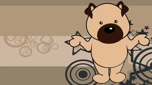 Standig Pug Dog Chibi Kid Character Cartoon Background Illustration Vector — стоковый вектор