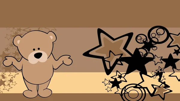 Standig Teddy Bear Chibi Kid Character Cartoon Background Illustration Vector — 图库矢量图片