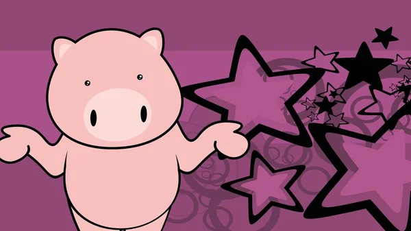 Standig Pig Chibi Kid Character Cartoon Background Illustration Vector Format — Stock Vector