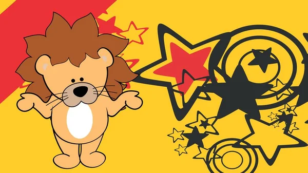 Standig Lion Chibi Kid Character Cartoon Background Illustration Vector Format — Stock Vector
