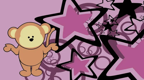 Standig Monkey Chibi Kid Character Cartoon Background Illustration Vector Format — Archivo Imágenes Vectoriales