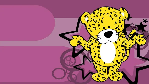 Standig Leopard Chibi Kid Tecken Tecknad Bakgrund Illustration Vektor Format — Stock vektor