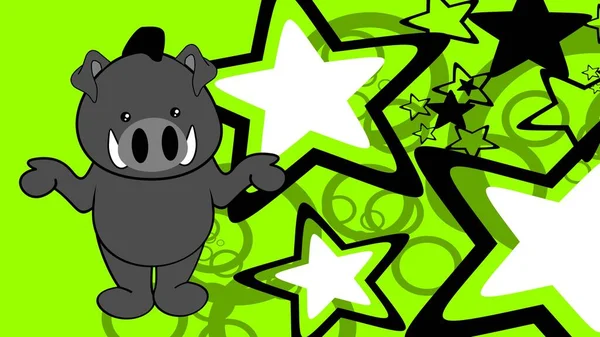Standig Boar Chibi Kid Character Cartoon Background Illustration Vector Format — Stock Vector