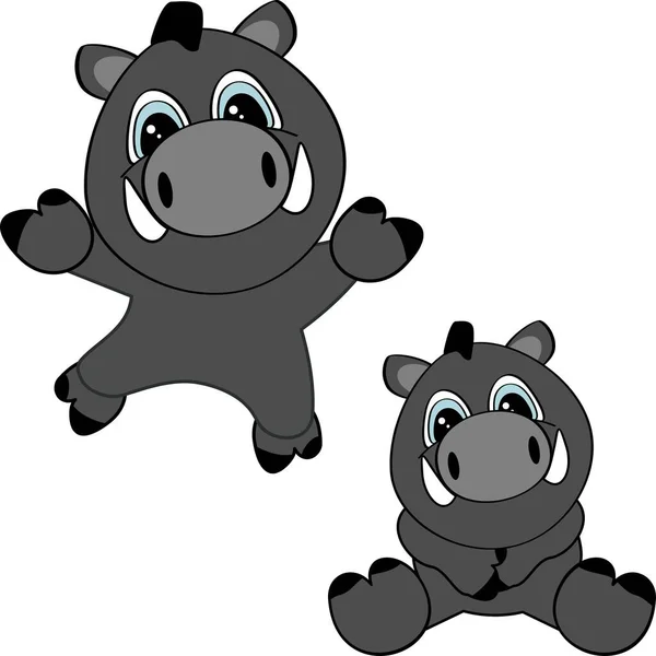 Chibi Baby Boar Character Cartoon Pack Vector Format — Stock Vector
