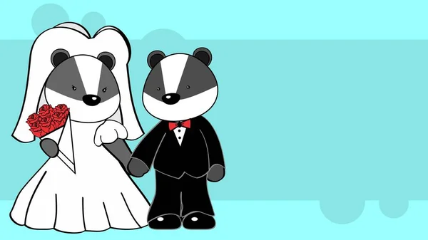 Ζευγάρι Ασβών Παντρεύτηκε Απεικόνιση Φόντου Κινουμένων Σχεδίων Μορφή Διάνυσμα — Διανυσματικό Αρχείο