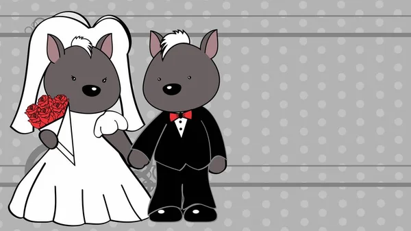 Xoloitzcuintle Paar Getrouwd Cartoon Achtergrond Illustratie Vector Formaat — Stockvector