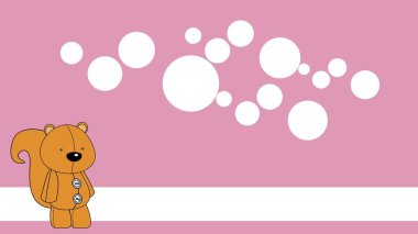 Sincap pelüş oyuncak karikatürü vektör biçiminde renkli arkaplan çizimi üzerinde duruyor