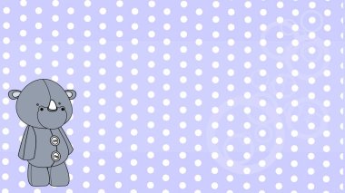 Gergedan pelüş oyuncak karikatürü vektör biçiminde renkli arkaplan çizimi üzerinde duruyor