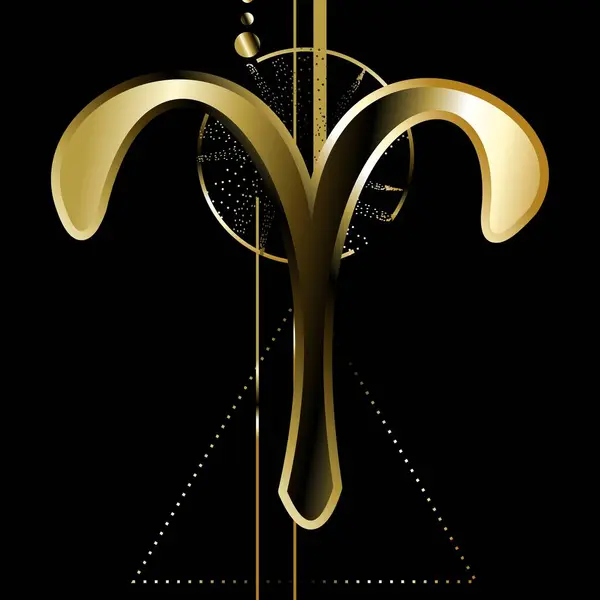 Aries Symbole Zodiaque Brillant Luxe Autocollant Illustration Format Vectoriel — Image vectorielle