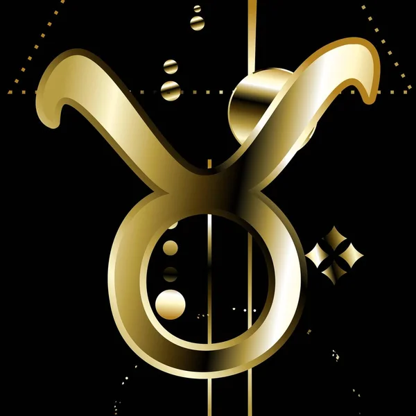 Zodiak Symbol Taurus Błyszczące Luksusowe Złote Naklejki Ilustracji Formacie Wektorowym — Wektor stockowy