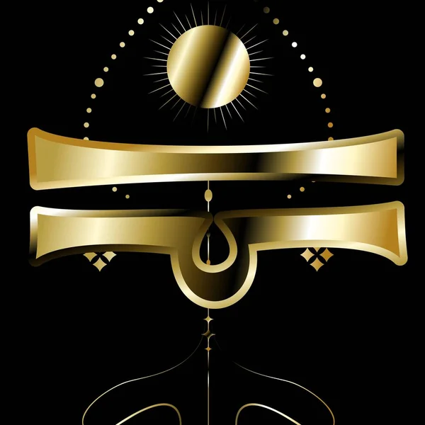 Libra Zodiac Symbol Shiny Luxury Golden Sticker Illustration Vector Format — Stock Vector