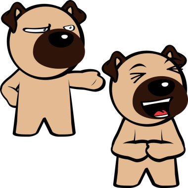 Tatlı pug dog karakteri çizgi film ayakta ifadeler vektör biçiminde toplanır