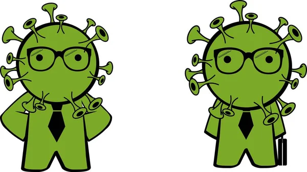 Büro Coronavirus Charakter Cartoon Ausdrücke Pack Sammlung Illustration Vektorformat — Stockvektor