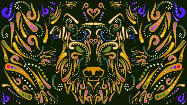 Волчья Голова Мексиканская Талавера Мозаичная Красочная Иллюстрация Баннера Векторном Формате — стоковый вектор