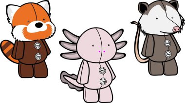 durmakta olan chibi hayvanları karakter karikatür paketi koleksiyonu vektör biçiminde