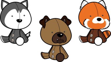 sevimli oyuncak hayvanlar vektör biçiminde toplanır