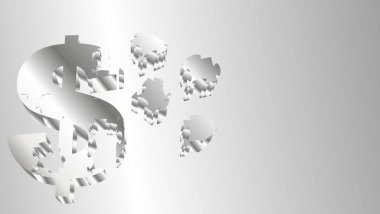 gümüş metalik lüks para işareti vektör biçiminde arkaplan illüstrasyonu