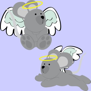 vektör biçiminde küçük melek fare melek melek karikatür paketi koleksiyonu