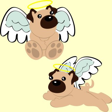 Küçük melek köpek melek melek melek çizgi film koleksiyonu vektör formatında