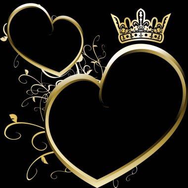 Altın kalp yüzüğü amblemi vektör biçiminde dövme çıkartması
