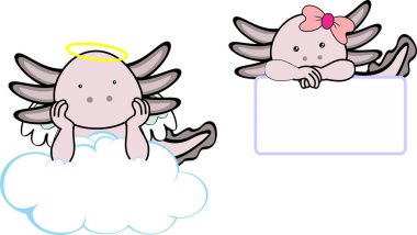 Küçük sevimli hayvan bebek melek karikatür koleji vektör fornat