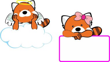 Küçük sevimli hayvan bebek melek karikatür koleji vektör fornat