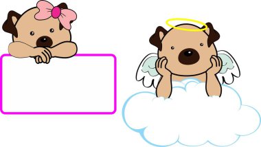 Küçük sevimli hayvan bebek melek karikatür koleji vektör fornat