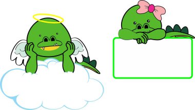 Küçük sevimli hayvan bebek melek karikatür koleji vektör fornat