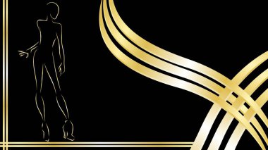 kız silueti lüks altın arkaplan vektör biçiminde