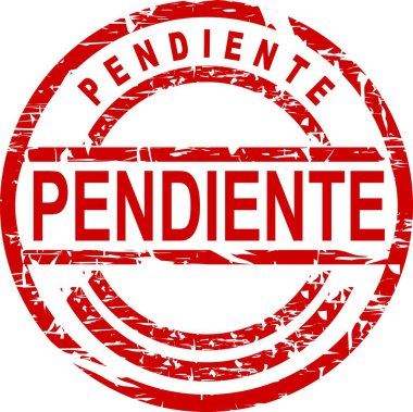 Vektör sanatında pandiente kırmızı pul ispanyolca metin etiketini düzenlemek çok kolay