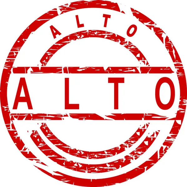 Vektör sanatında alto kırmızı damga ispanyolca metin etiketini düzenlemek çok kolay