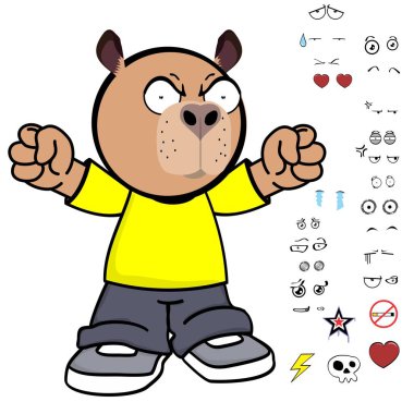 Capybara çocuk ifadeleri vektör sanatında paket koleksiyonu