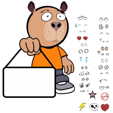 Capybara çocuk ifadeleri vektör sanatında paket koleksiyonu