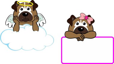 Şirin yavru bebek melek çizgi film koleji vektör fornat