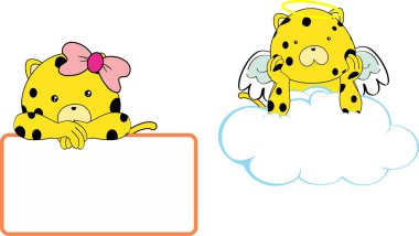 Küçük şirin leopar bebek melek karikatür koleji vektör fornat
